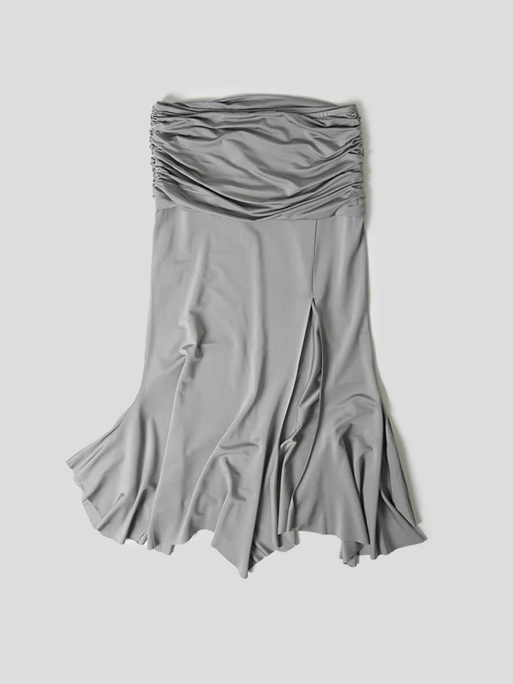NWOT Gimaguas Gilda Skirt in Grey Sleek Satin Sheen Shiny Future Silver Metallic